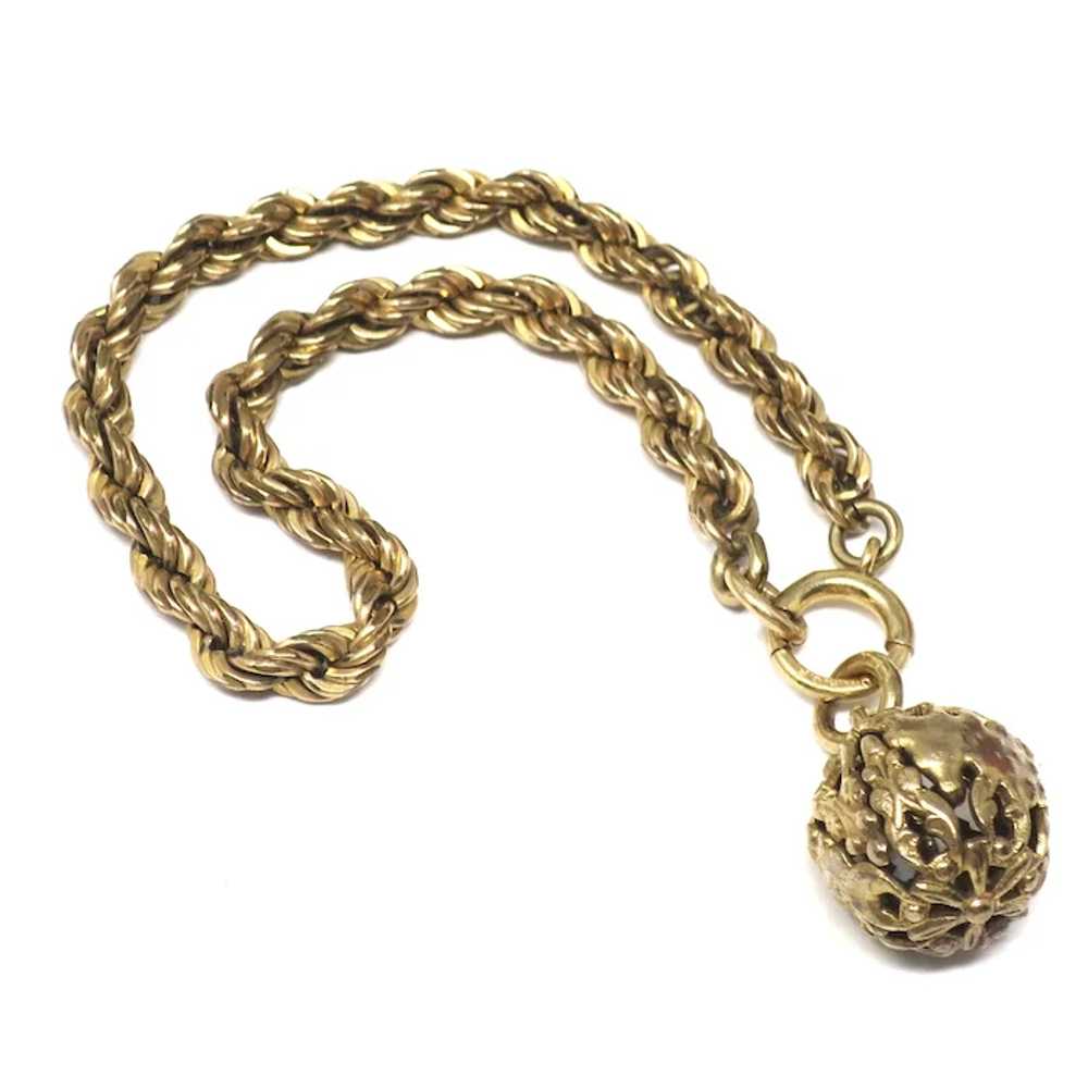 Antique 12k Rose Gold Filled Rope Chain with Fili… - image 9