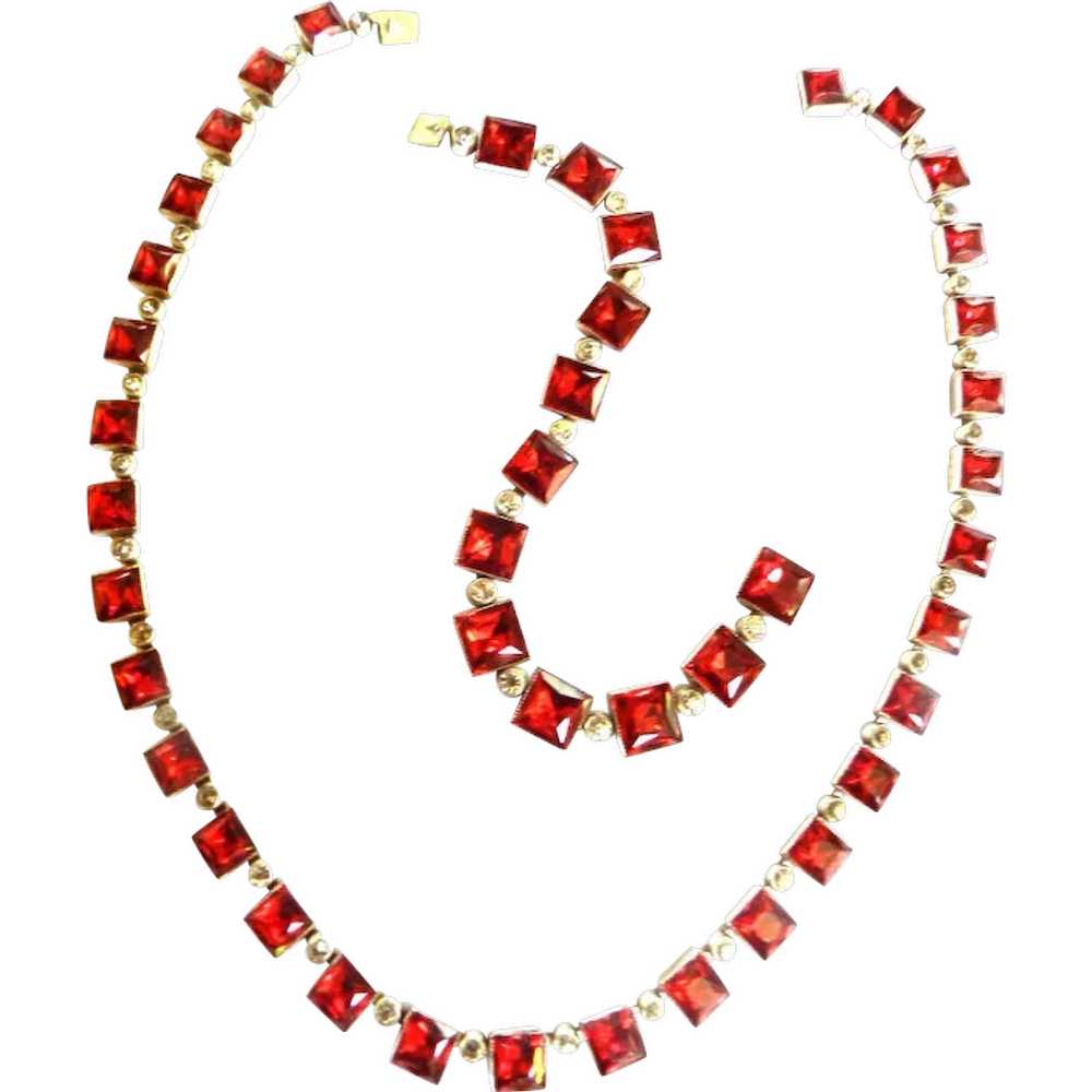 Breathtaking Red Art Deco Style 1930s Necklace an… - image 1