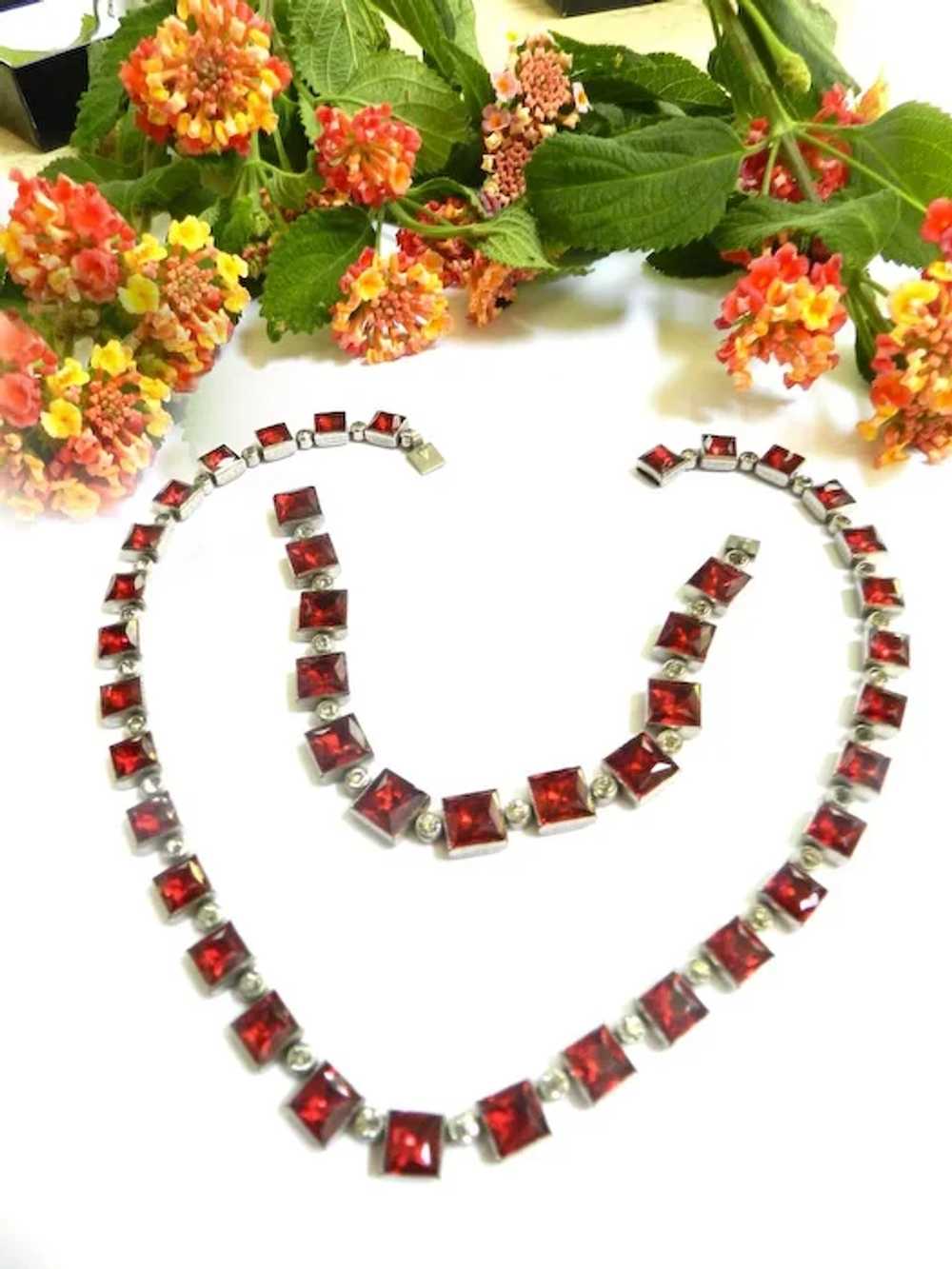 Breathtaking Red Art Deco Style 1930s Necklace an… - image 3