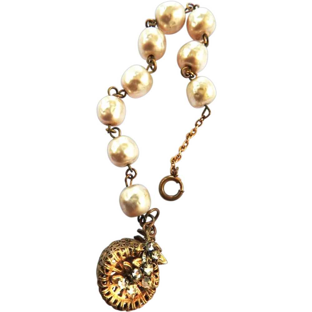 1940 Baroque Pearl Charm Bracelet - image 1