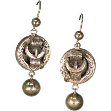 Antique Victorian Gold Buckle Earrings - image 1