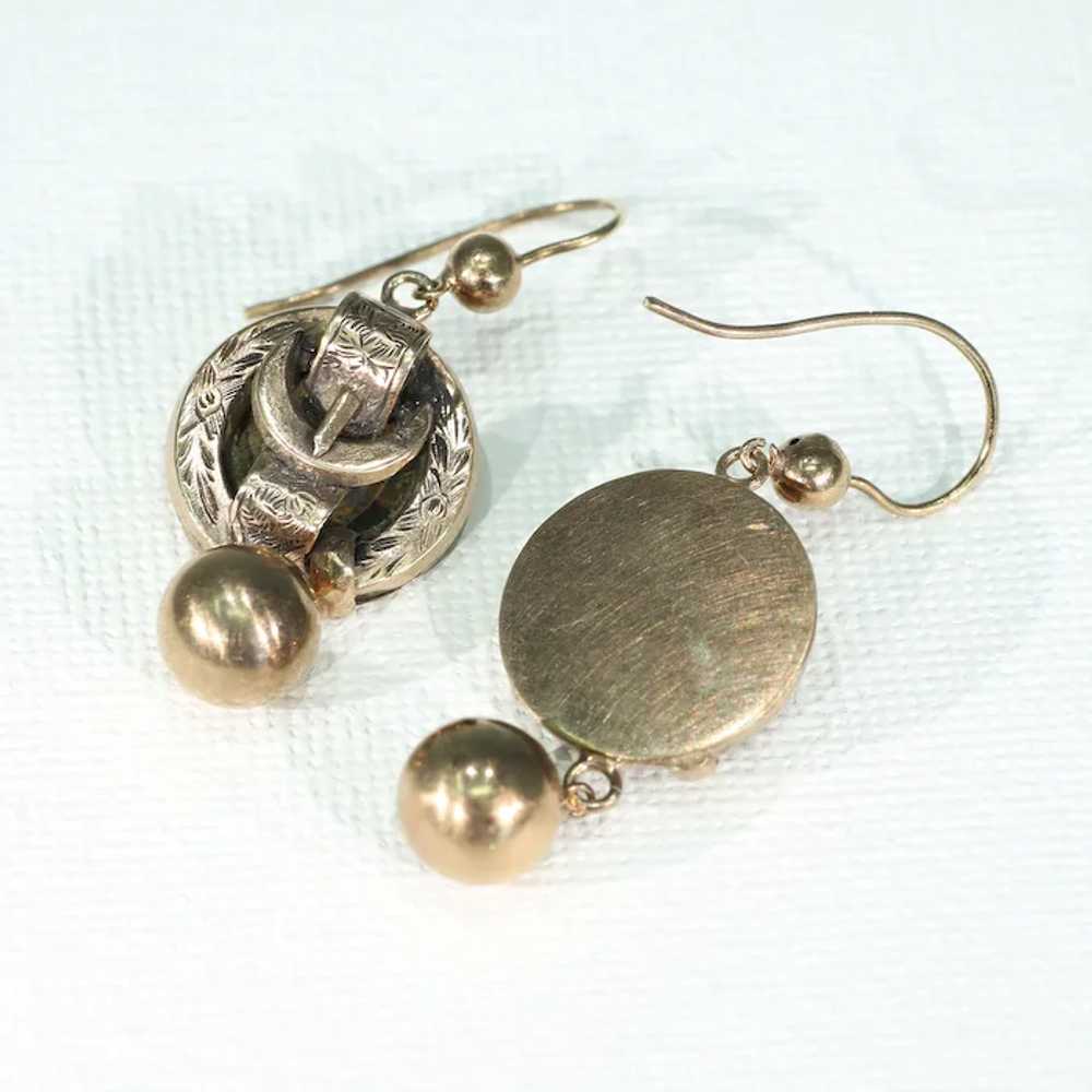 Antique Victorian Gold Buckle Earrings - image 3