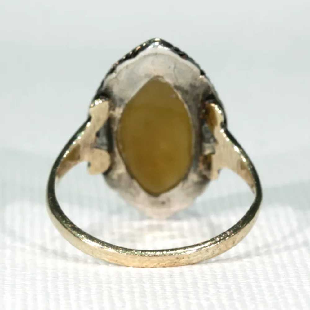 Antique Navette Gold Agate Ring - image 4