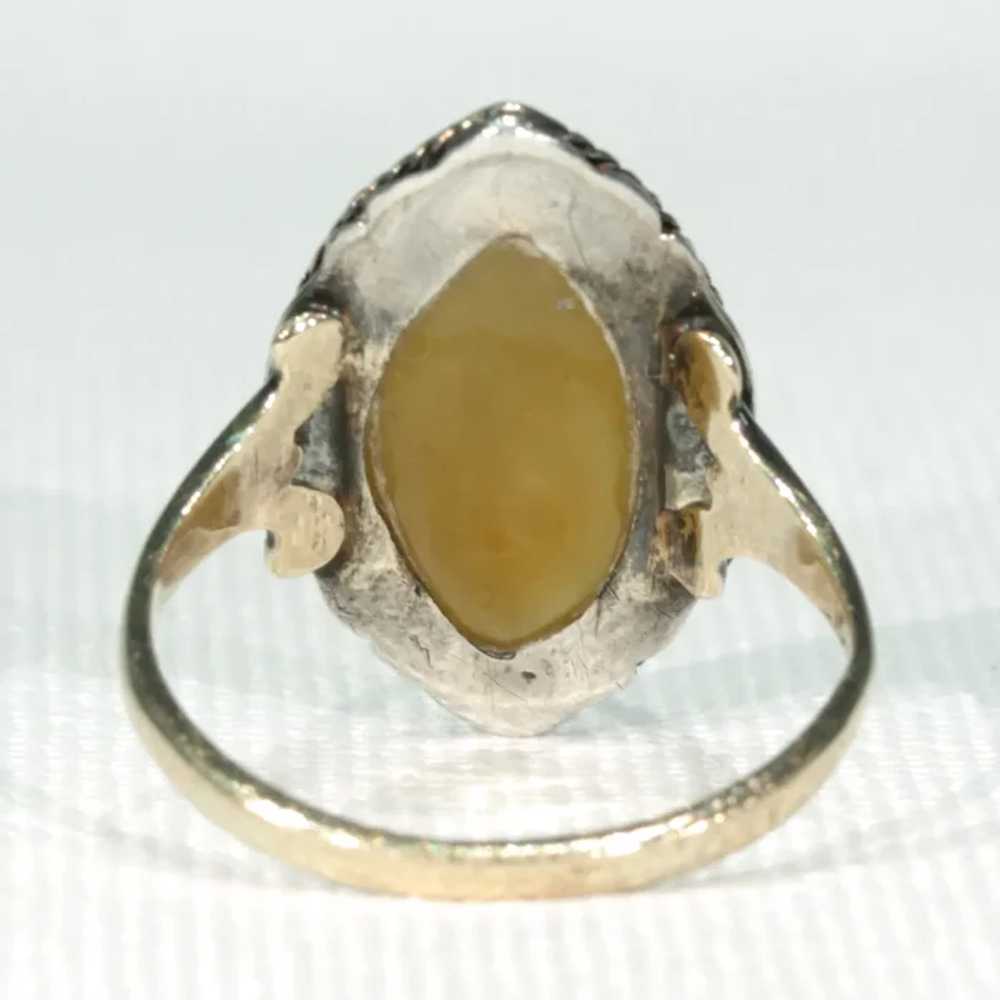 Antique Navette Gold Agate Ring - image 5