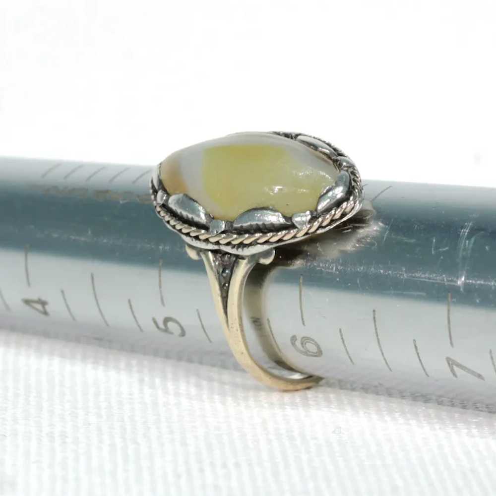 Antique Navette Gold Agate Ring - image 9