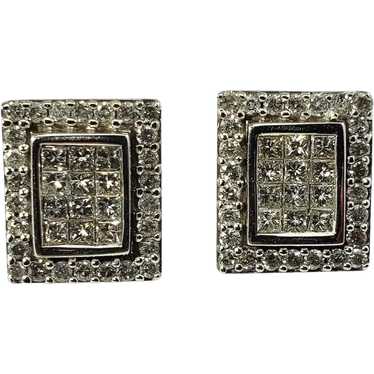 Vintage 10 Karat White Gold and Diamond Earrings