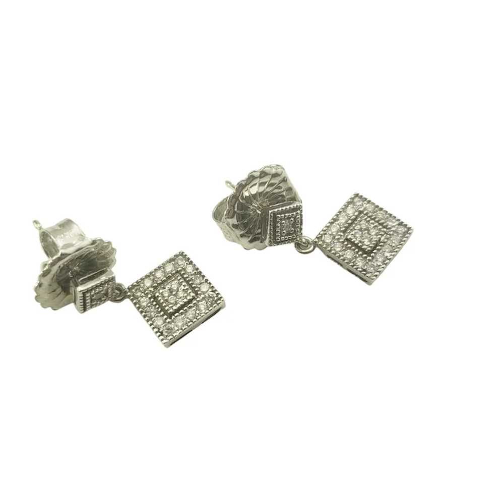 Vintage 10 Karat White Gold Diamond Drop Earrings - image 4