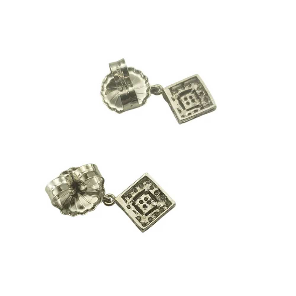 Vintage 10 Karat White Gold Diamond Drop Earrings - image 5