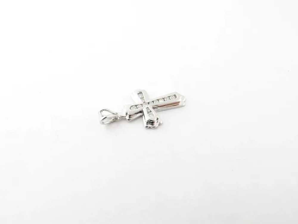 Vintage 14 Karat White Gold Diamond Cross Pendant - image 3