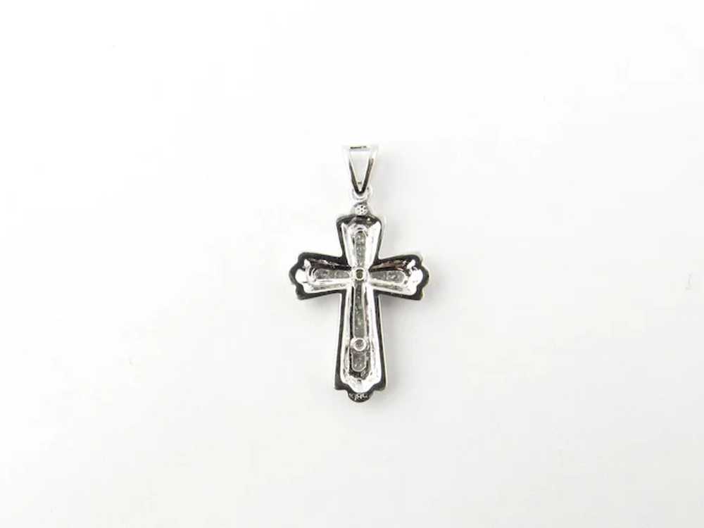 Vintage 14 Karat White Gold Diamond Cross Pendant - image 4