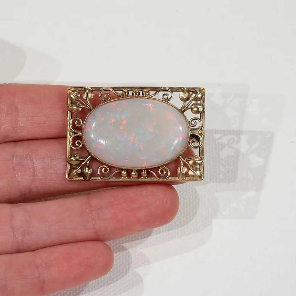Arts & Crafts Opal Gold Brooch Pin by Henry Georg… - image 7