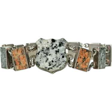 Edwardian Silver Granite Scottish Style Bracelet - image 1