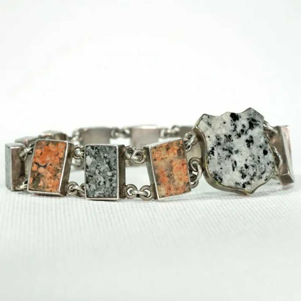 Edwardian Silver Granite Scottish Style Bracelet - image 2