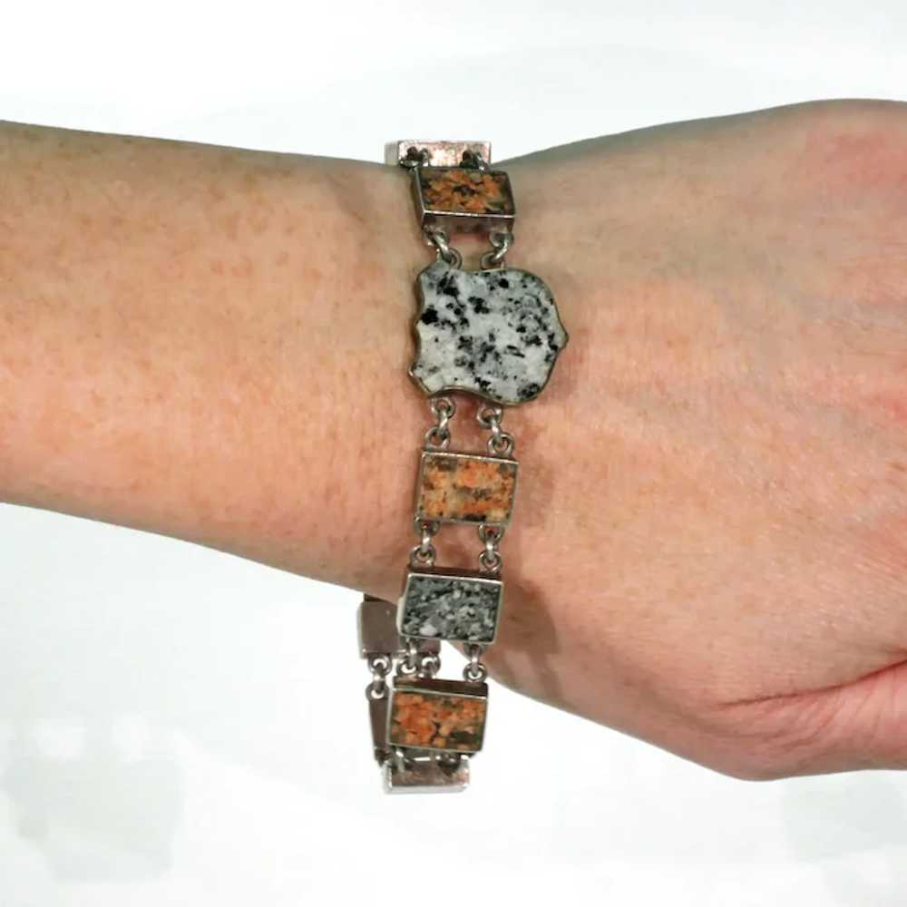Edwardian Silver Granite Scottish Style Bracelet - image 7