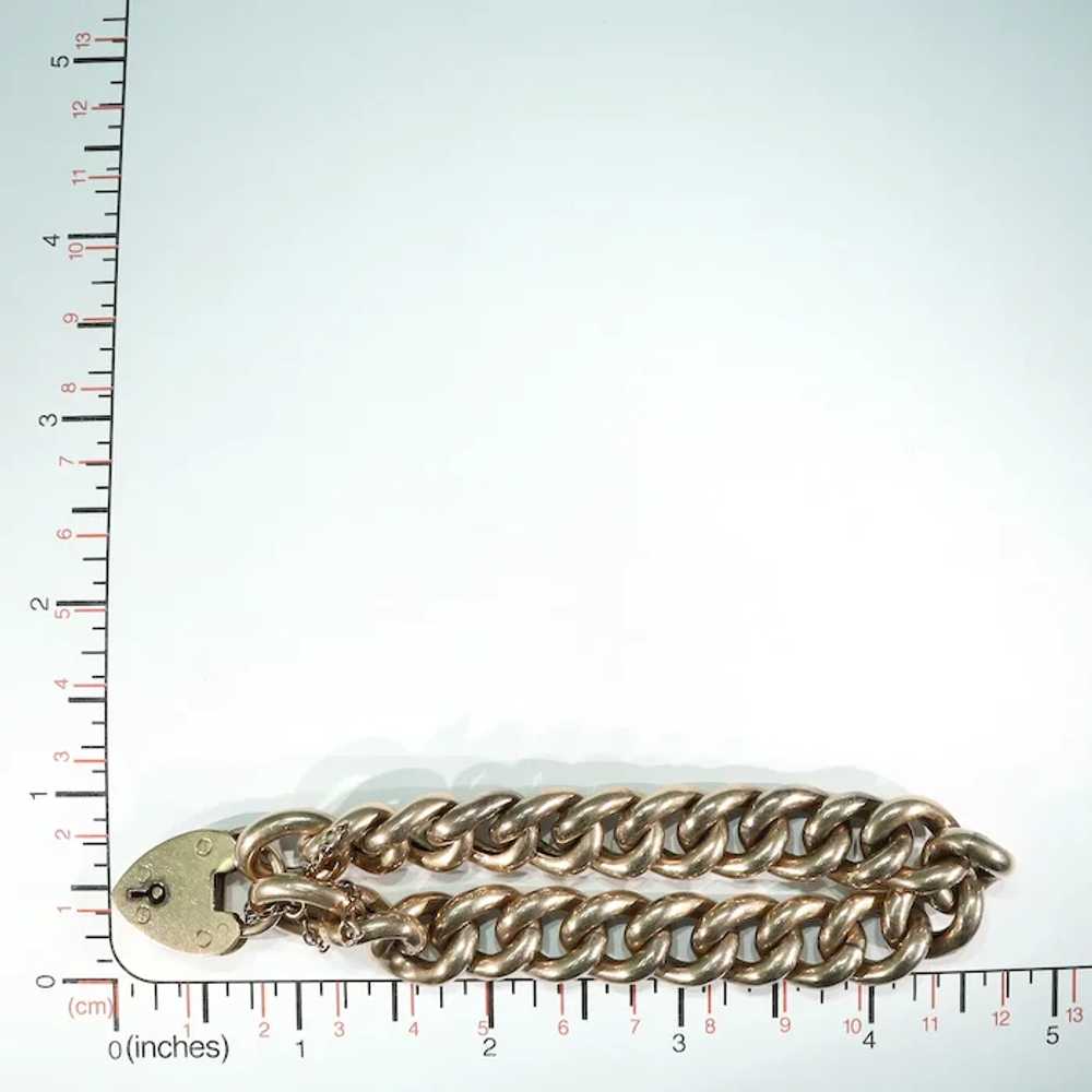 Antique Edwardian Curb Link Bracelet with Heart L… - image 7