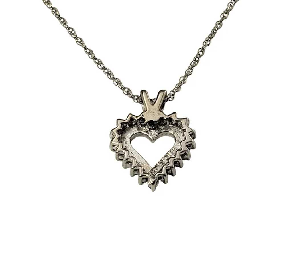 Vintage 14 Karat White Gold Diamond Heart Pendant… - image 5