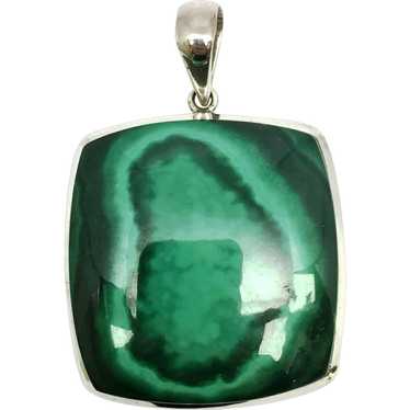 Malachite Cabochon Pendant - Sterling Silver - image 1