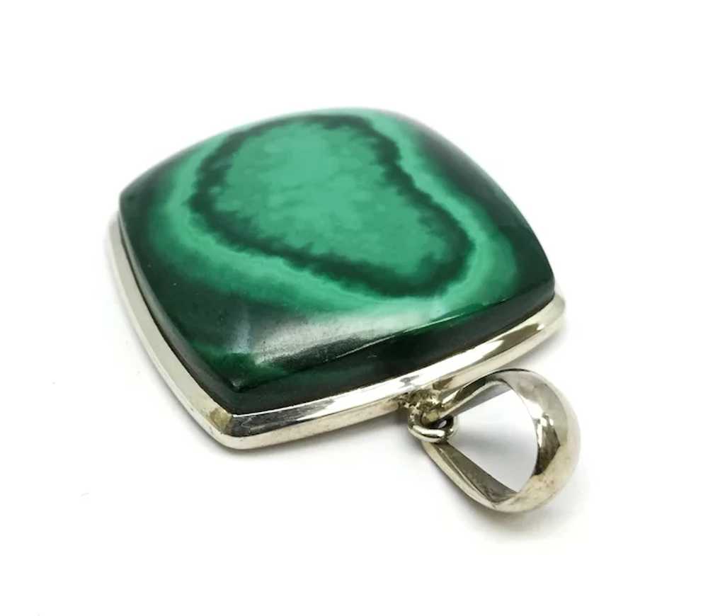 Malachite Cabochon Pendant - Sterling Silver - image 3