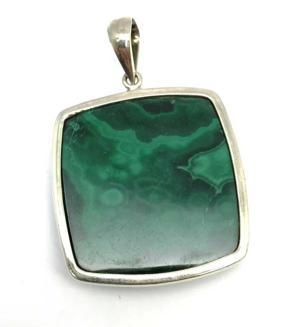 Malachite Cabochon Pendant - Sterling Silver - image 4