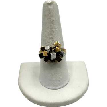 14K Two-Toned Cubism Ring - image 1