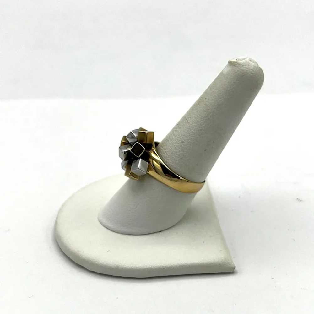 14K Two-Toned Cubism Ring - image 2