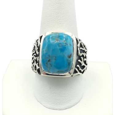 Turquoise Matrix Cabochon Ring - Sterling Silver