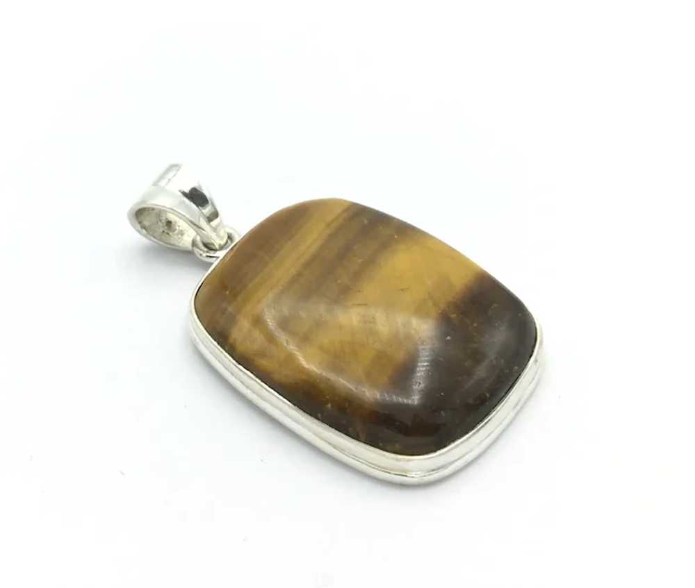 Tiger's Eye Cabochon Pendant - Sterling Silver - image 3