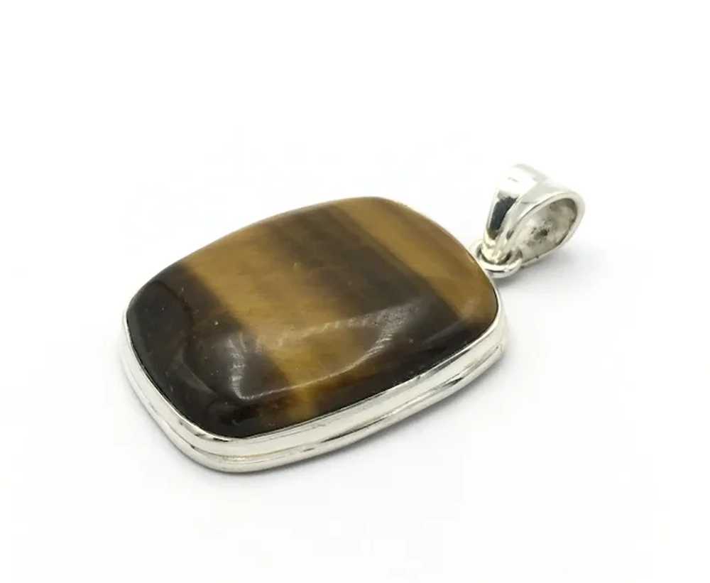 Tiger's Eye Cabochon Pendant - Sterling Silver - image 4