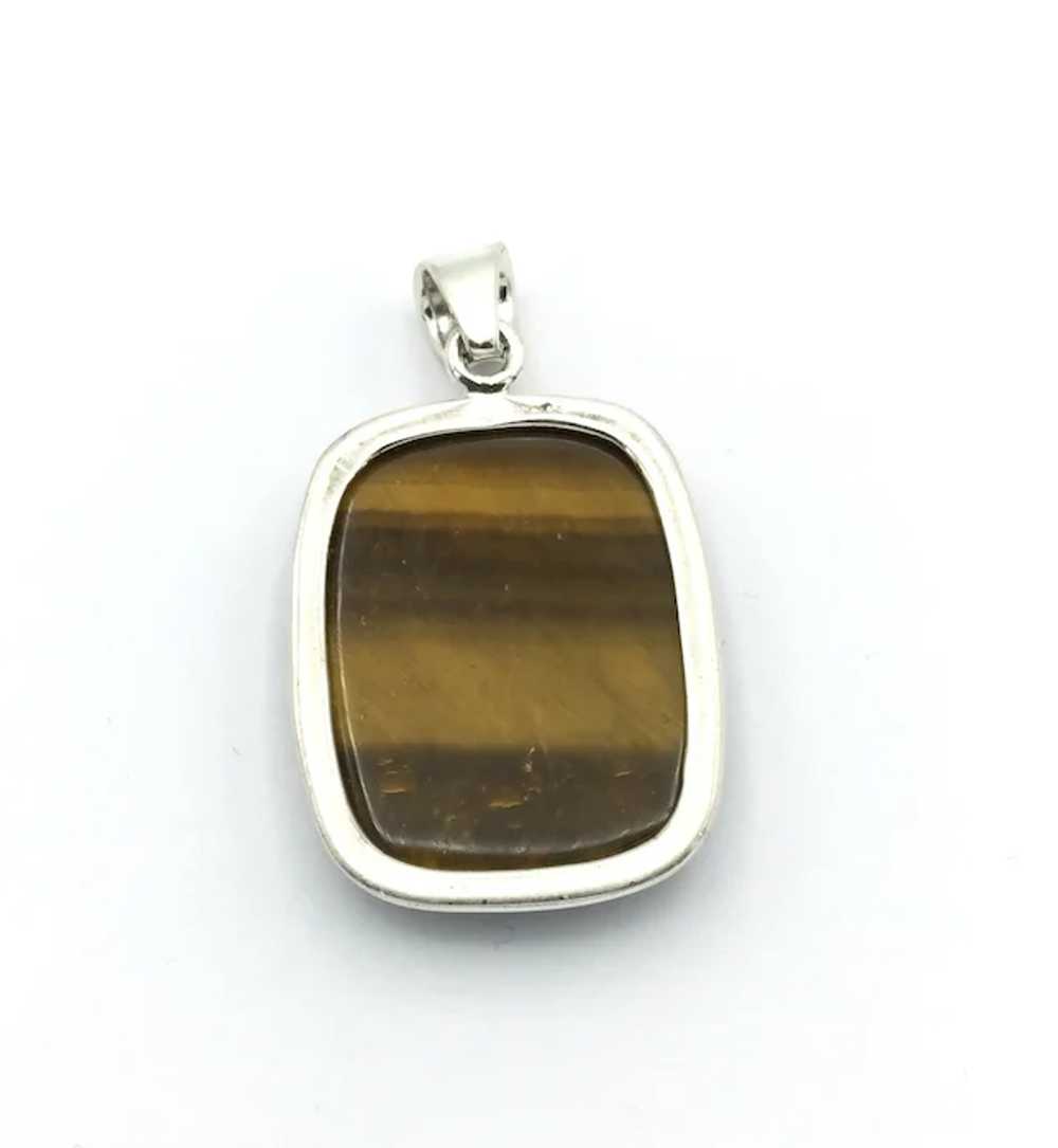 Tiger's Eye Cabochon Pendant - Sterling Silver - image 5