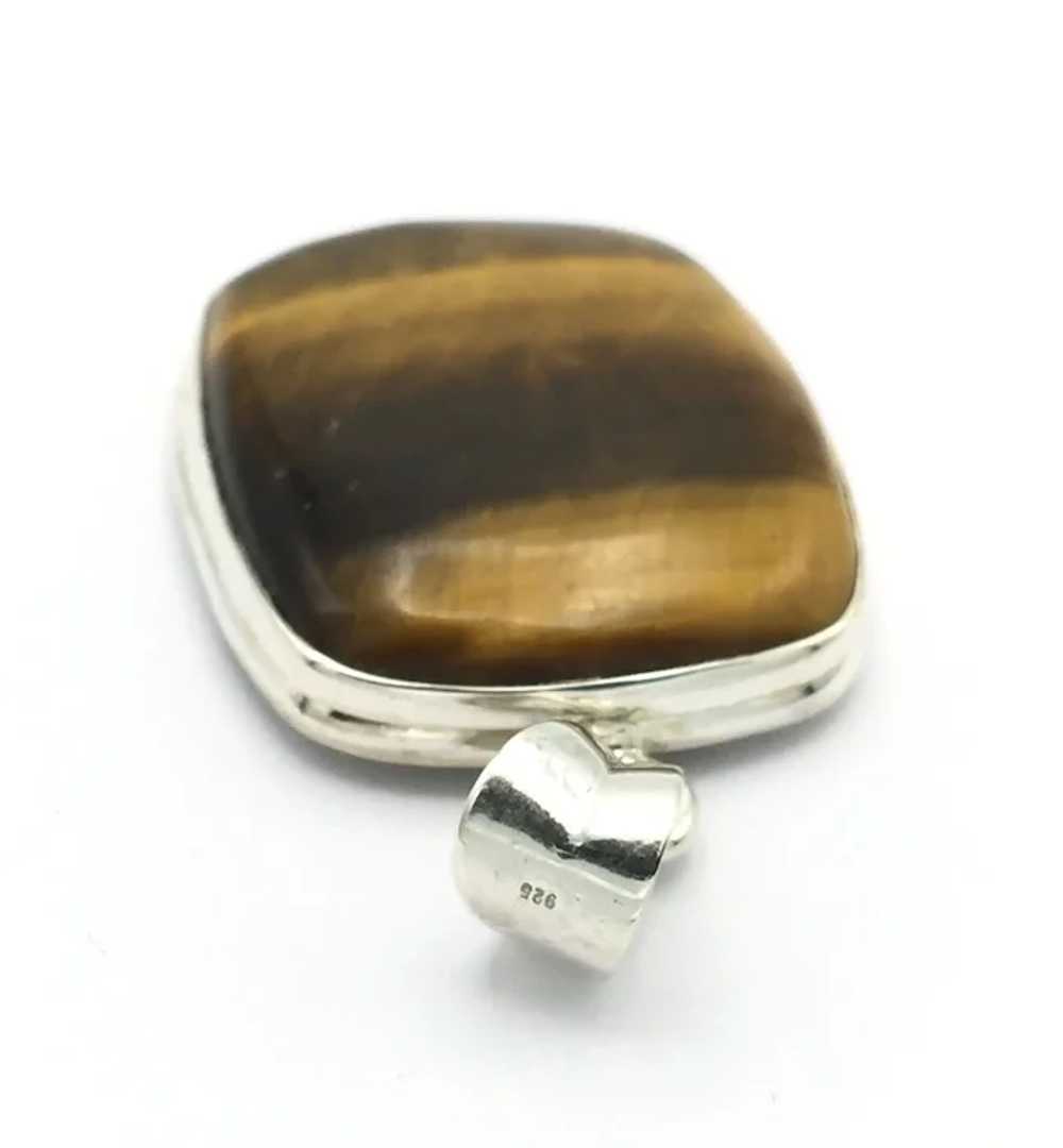 Tiger's Eye Cabochon Pendant - Sterling Silver - image 6