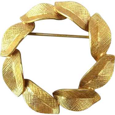Vintage Gold-Filled LAURELS Pin Brooch Signed BAB 