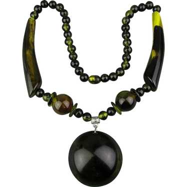 Big Bold Lucite Necklace Faux Horn Beads