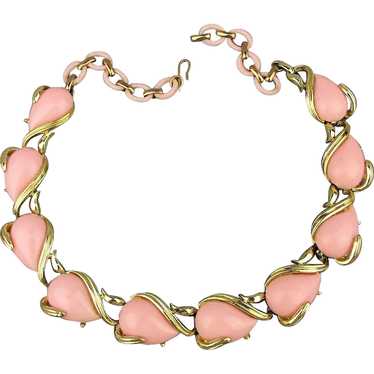 Vintage CORO Pink Plastic Thermoset Gilt Link Neck