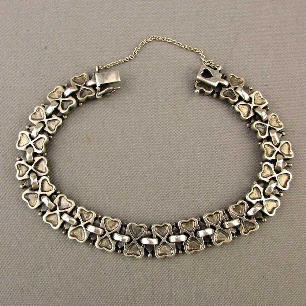 Sterling Silver Marcasite Bracelet - Multi Link G… - image 3