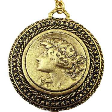 Yochi Victorian Style Gilded Medallion Pendant Ne… - image 1