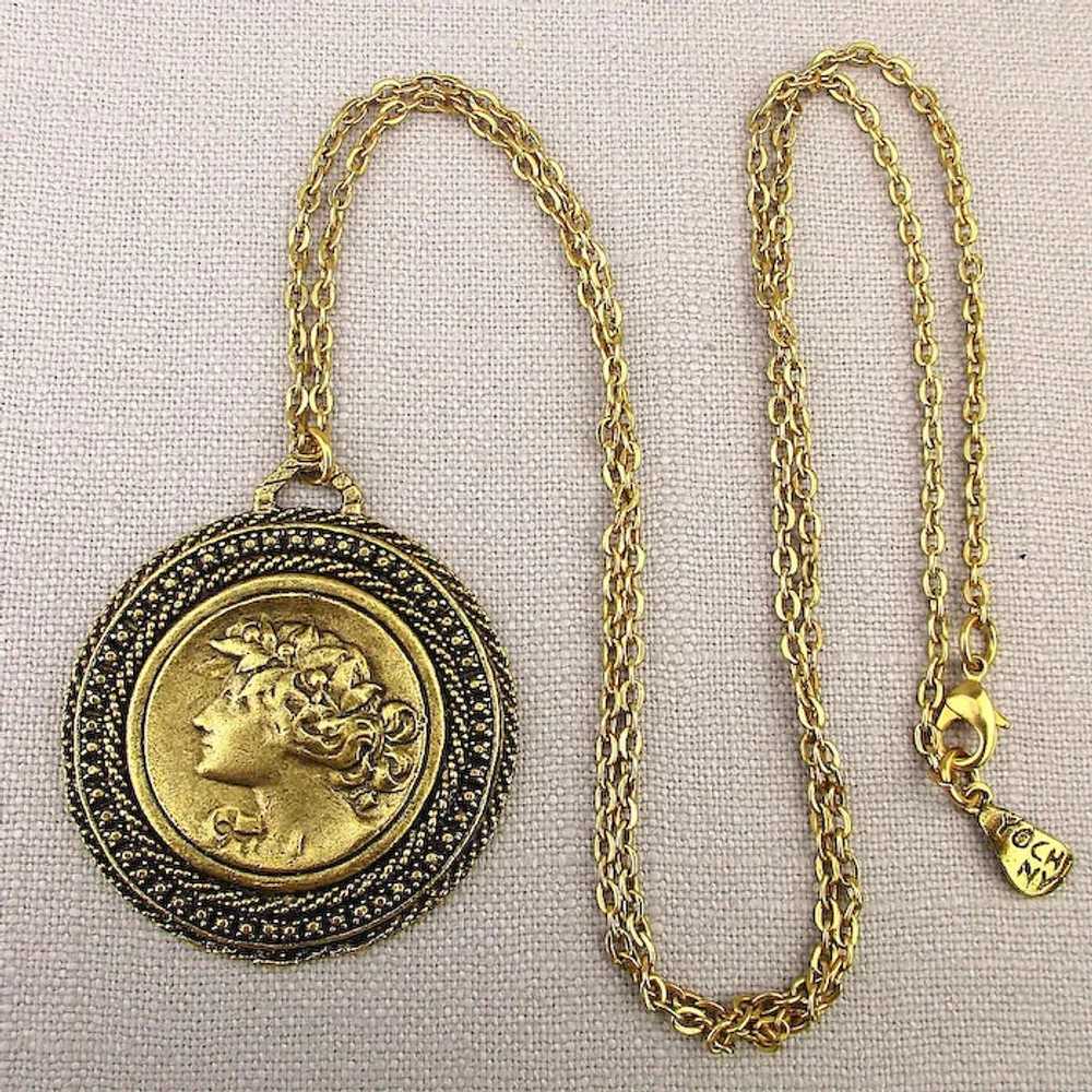 Yochi Victorian Style Gilded Medallion Pendant Ne… - image 2