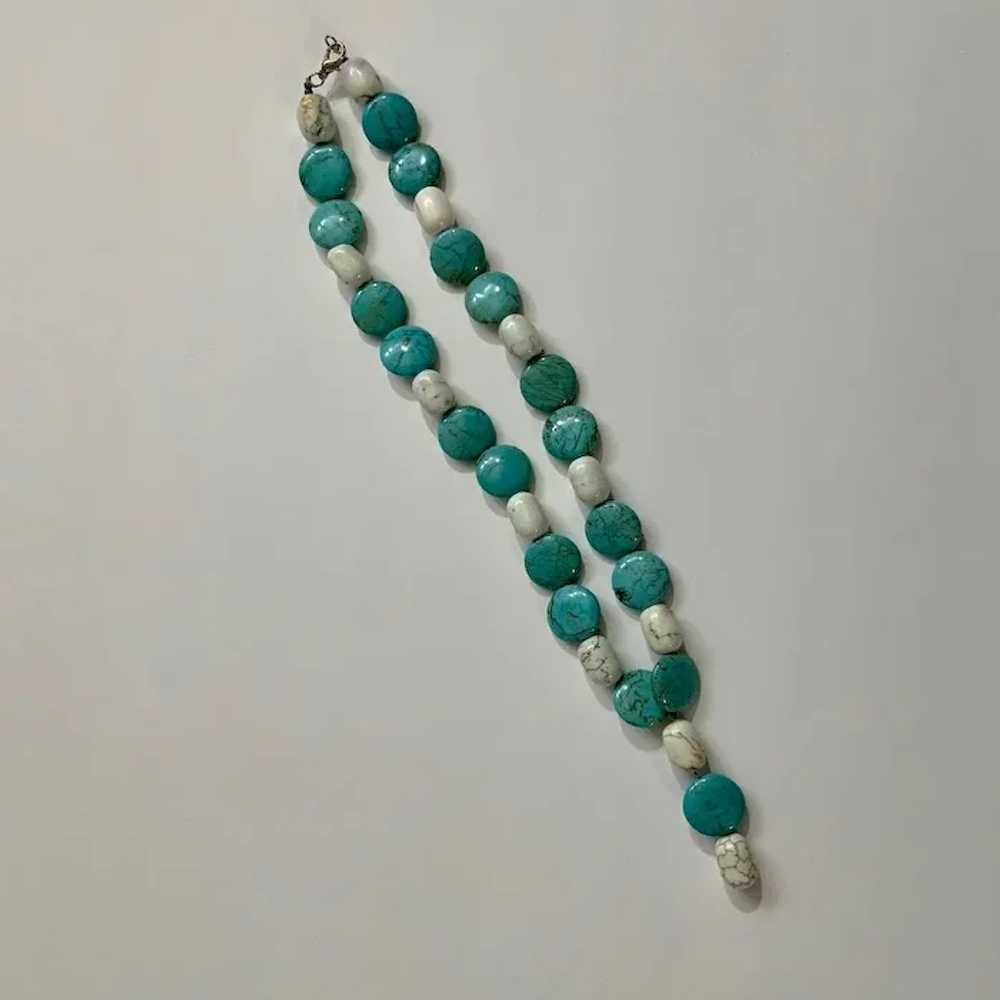 Blue and White Stone Necklace With Drop center 21… - image 3