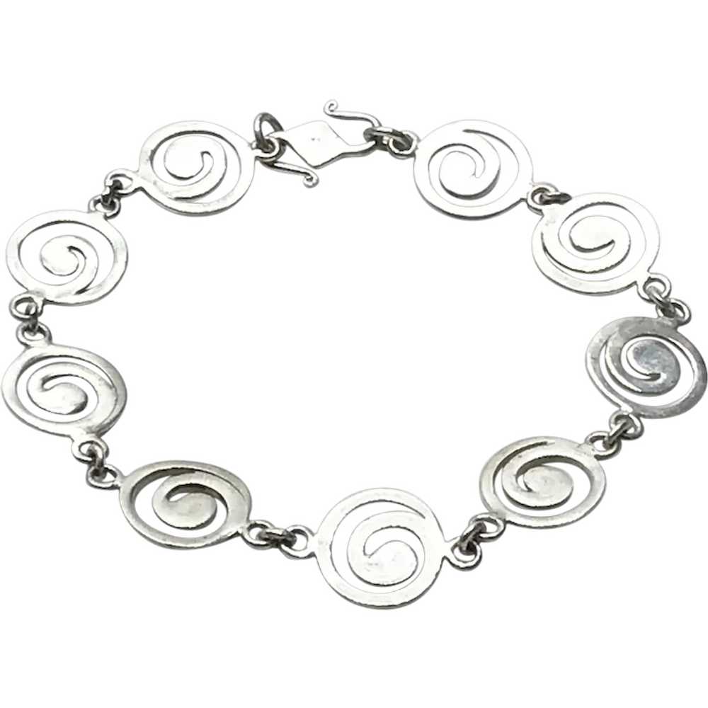 Handmade Modernist Sterling Silver Link Bracelet - image 1