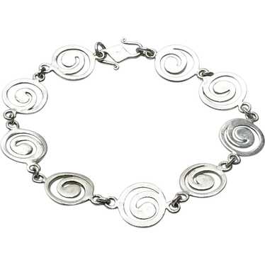 Handmade Modernist Sterling Silver Link Bracelet - image 1