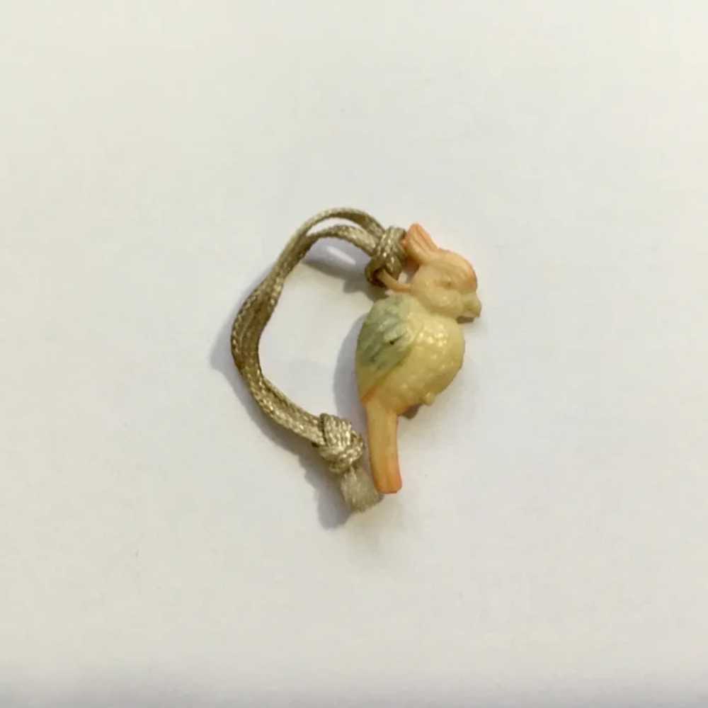 Vintage Celluloid Tropical Bird Charm Early Plast… - image 2