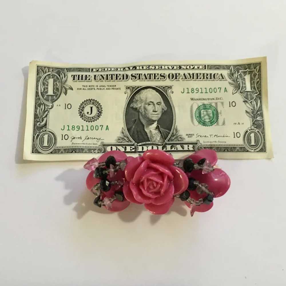 Vintage Pink Roses Beaded Bracelet - image 6