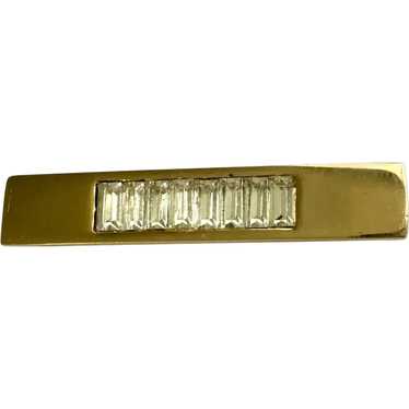 Trifari Gold-Tone Bar With Crystals Brooch Pin - image 1