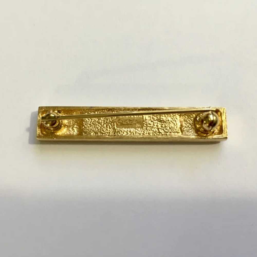 Trifari Gold-Tone Bar With Crystals Brooch Pin - image 3