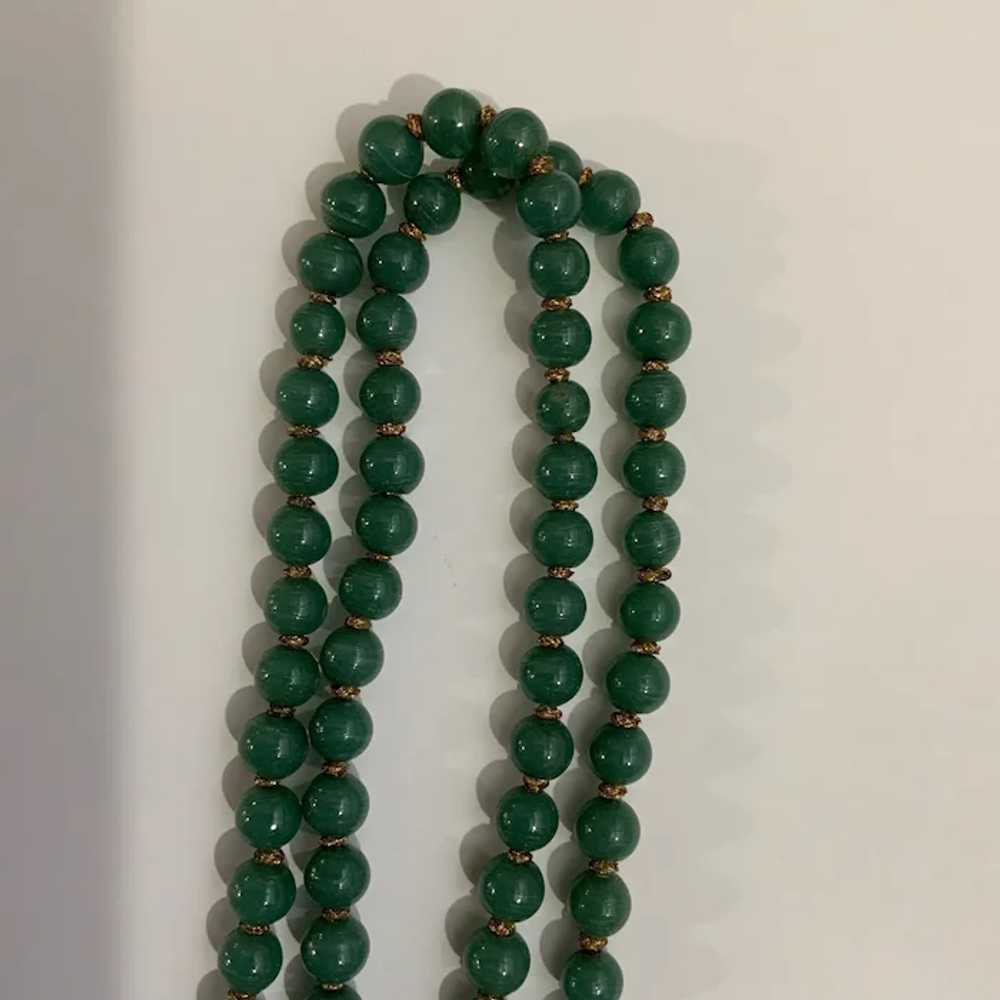 Beautiful Endless Glass Jade Colored Beaded Neckl… - image 2