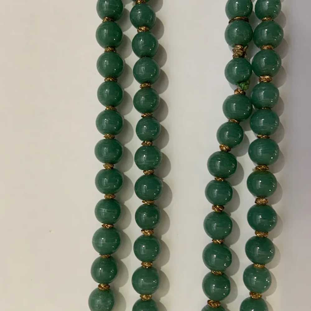 Beautiful Endless Glass Jade Colored Beaded Neckl… - image 3