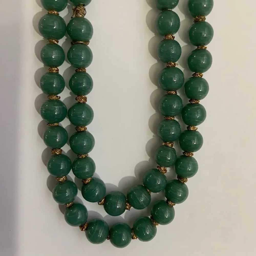 Beautiful Endless Glass Jade Colored Beaded Neckl… - image 4