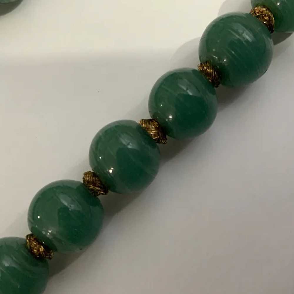 Beautiful Endless Glass Jade Colored Beaded Neckl… - image 5