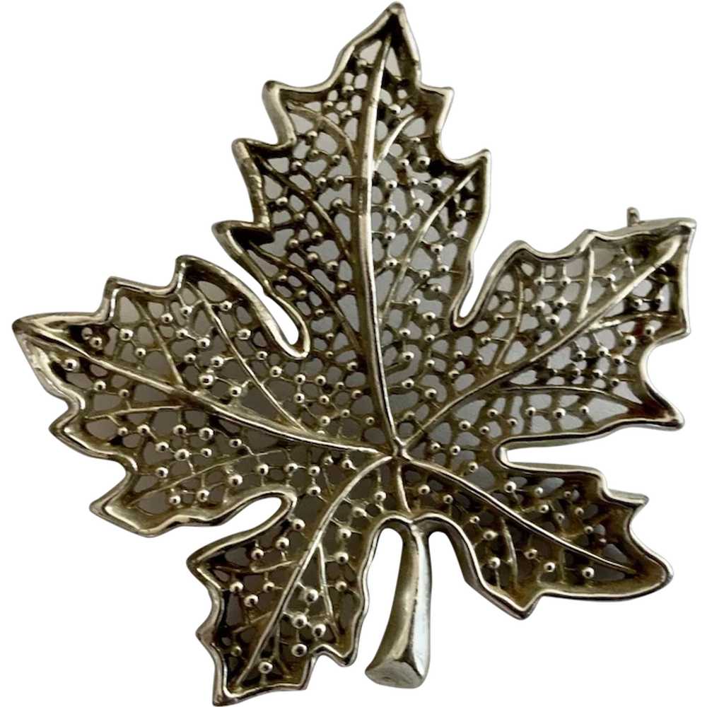 Sarah Covington Silver-Tone Maple Leaf Brooch Pin - image 1
