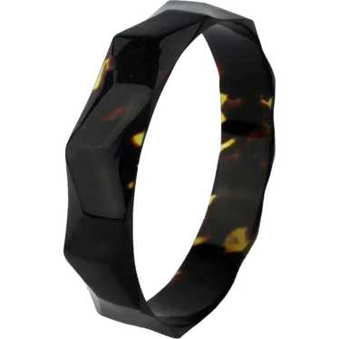 Victorian Celluloid Faux Tortoise Shell Bangle Br… - image 1