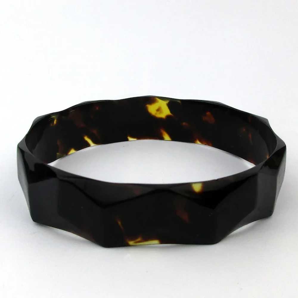 Victorian Celluloid Faux Tortoise Shell Bangle Br… - image 2